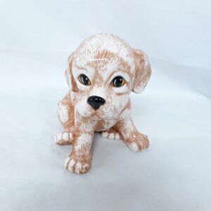 Hand Painted Dog Puppy Figurine Ceramic Vintage